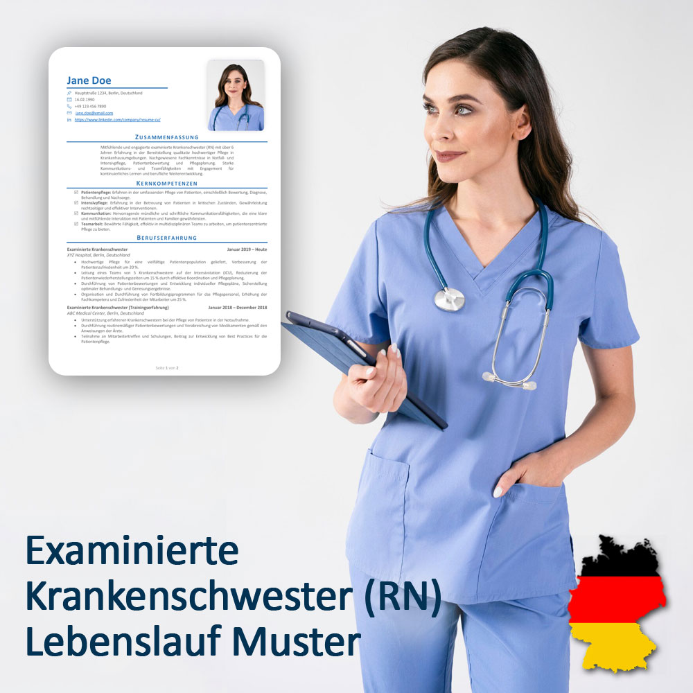 رزومه پرستار RN به زبان آلمانی Examinierte-Krankenschwester-(RN)-Lebenslauf-Muster-Cover
