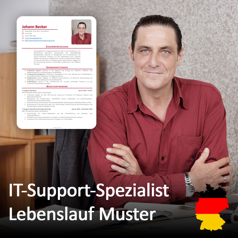 IT-Support-Spezialist Lebenslauf Muster رزومه پشتیبان IT به زبان آلمانی