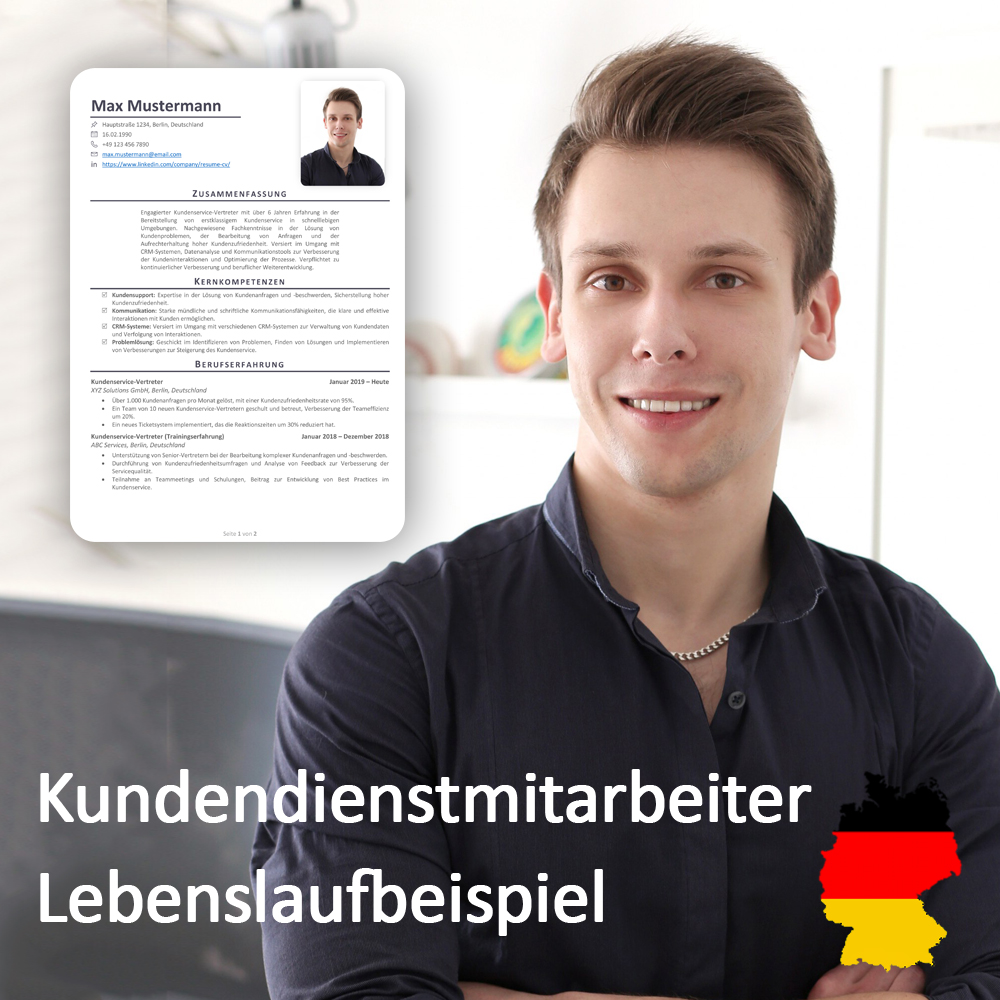 رزومه کارشناس خدمات مشتری به زبان آلمانی Kundendienstmitarbeiter Lebenslaufbeispiel