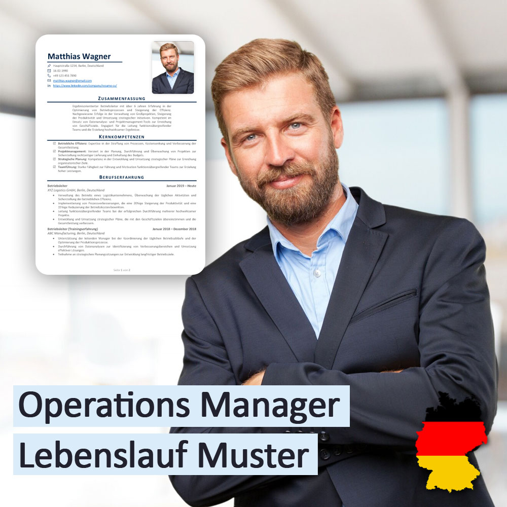 رزومه مدیر عملیات به زبان آلمانی Operations Manager Lebenslauf Muster