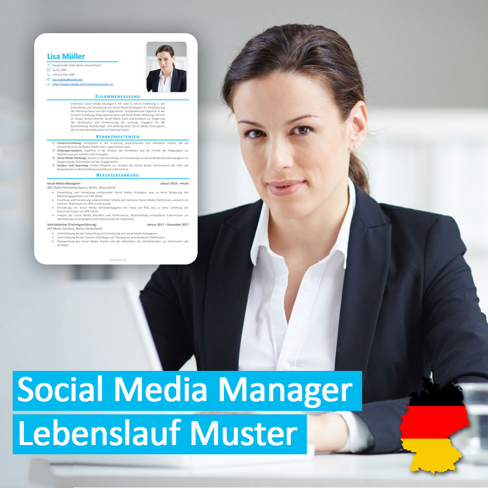رزومه مدیر شبکه های اجتماعی به زبان آلمانی Social Media Manager Lebenslauf Muster