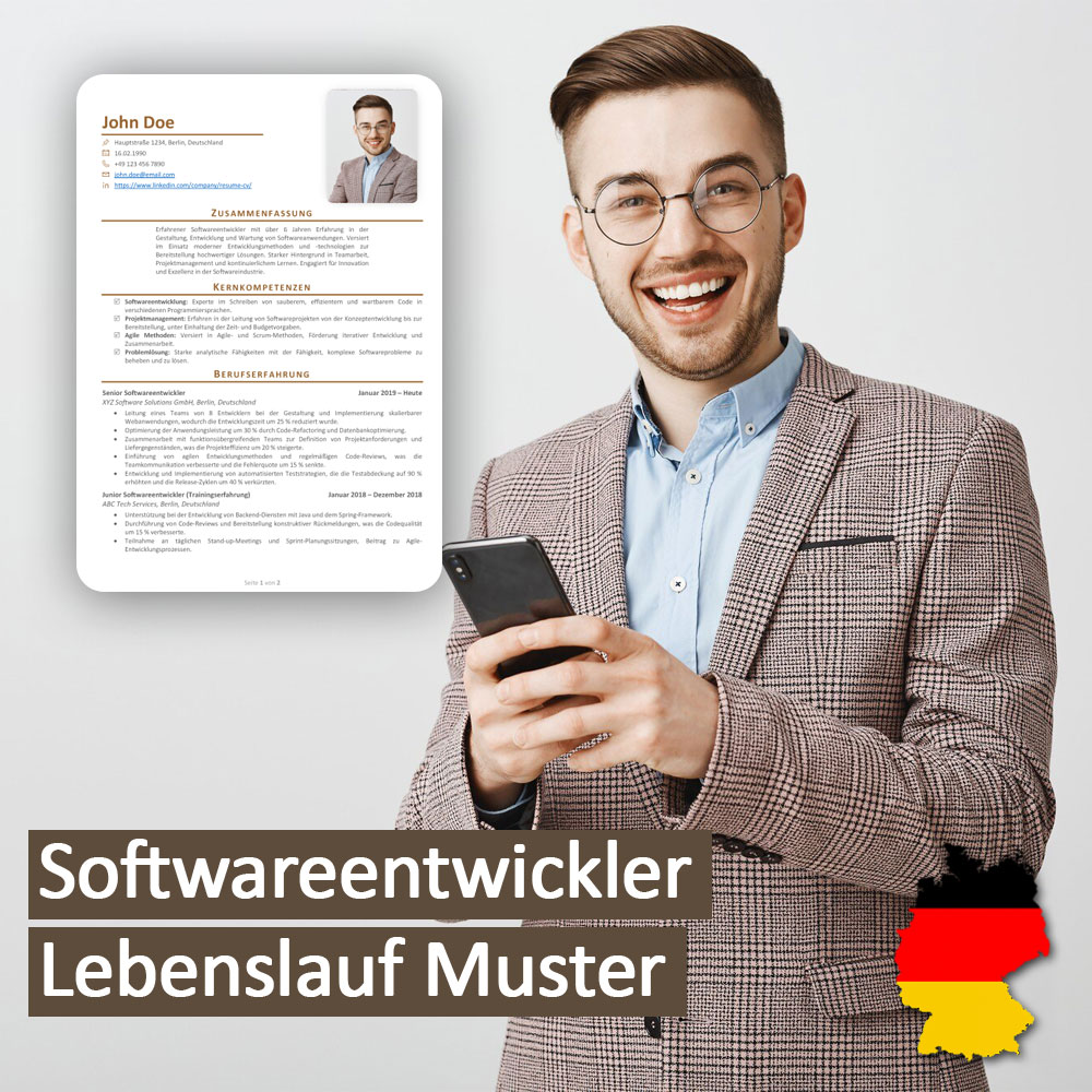 Softwareentwickler Lebenslauf Muster Cover رزومه توسعه دهنده نرم افزار به زبان آلمانی