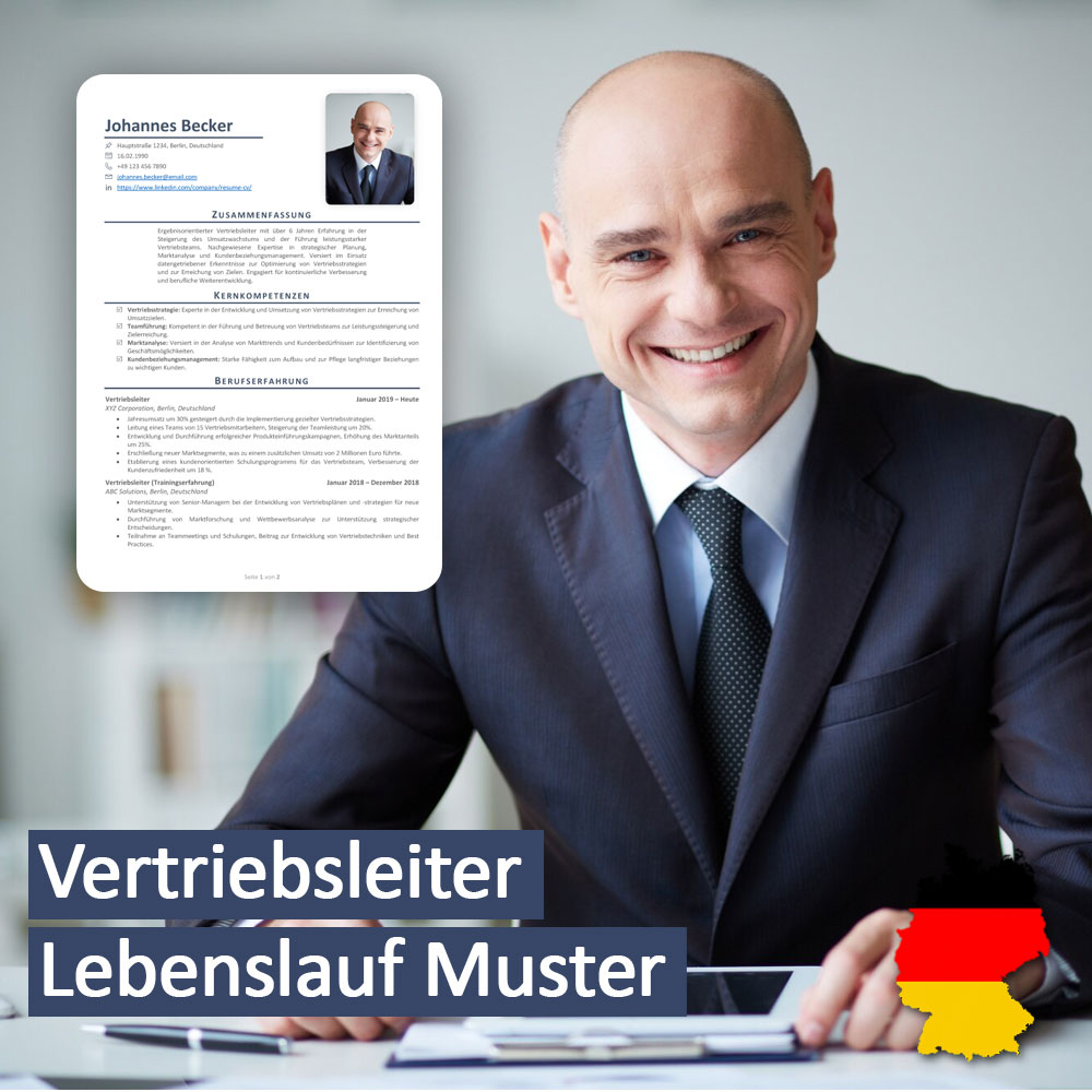 رزومه مدیر فروش به زبان آلمانی Vertriebsleiter Lebenslauf Muster