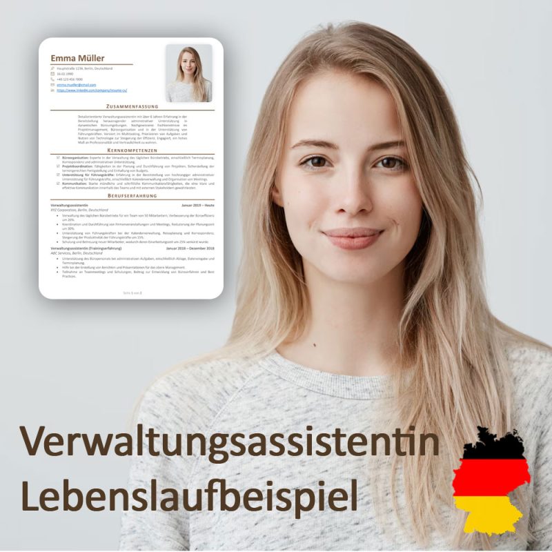 رزومه دستیار اداری به زبان آلمانی Verwaltungsassistentin Lebenslaufbeispiel